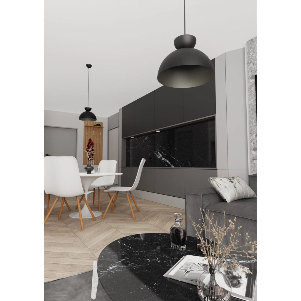 Lampada a sospensione LUNARO in acciaio nero opaco