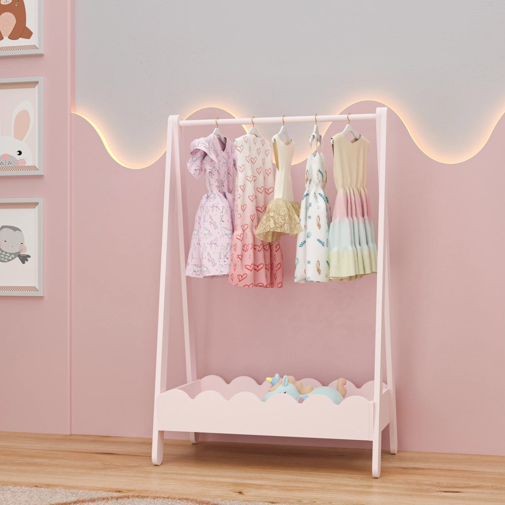Stand Appendiabiti Vestnes a Forma di Capanna per Cameretta 99 x 66 x 38 cm - Rosa [en.casa]