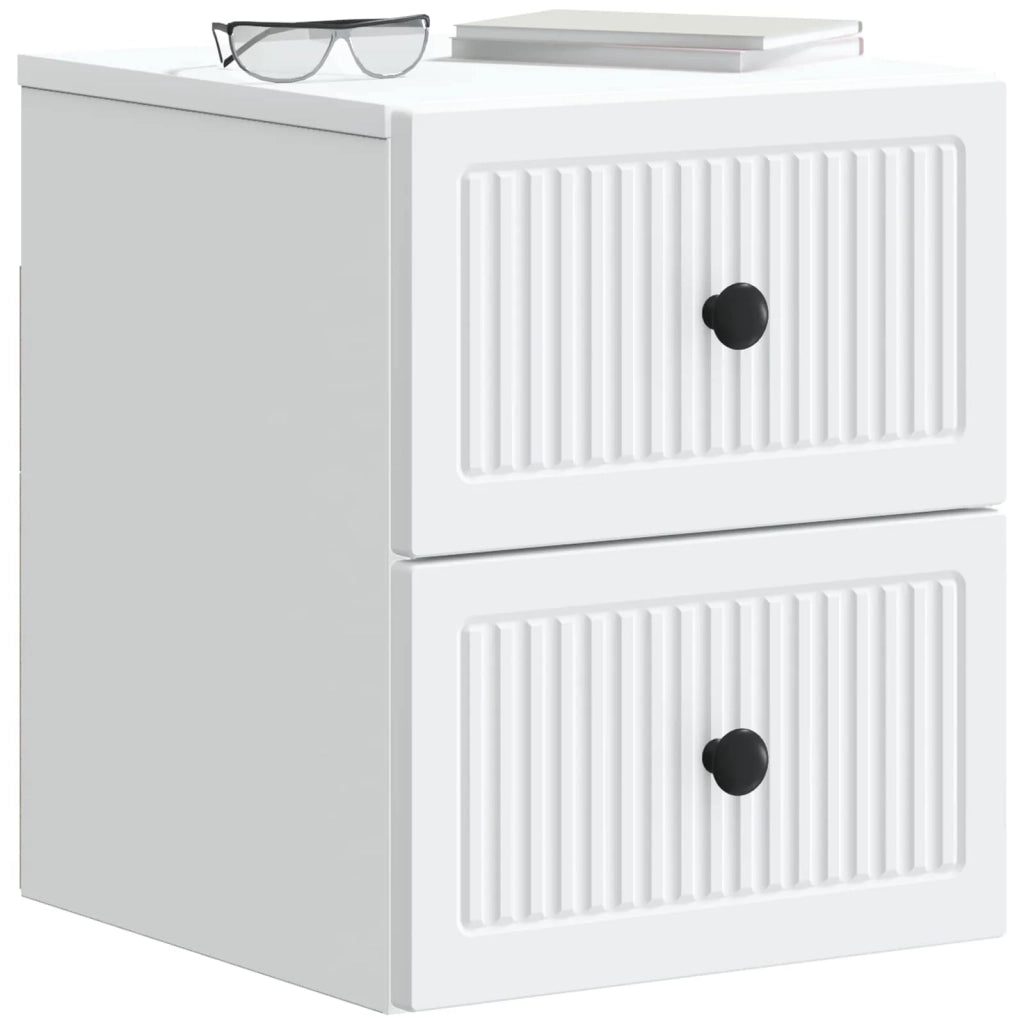 Mobiletto da notte a muro 2 pz Bianco 33 x 34,5 x 40 cm 897956