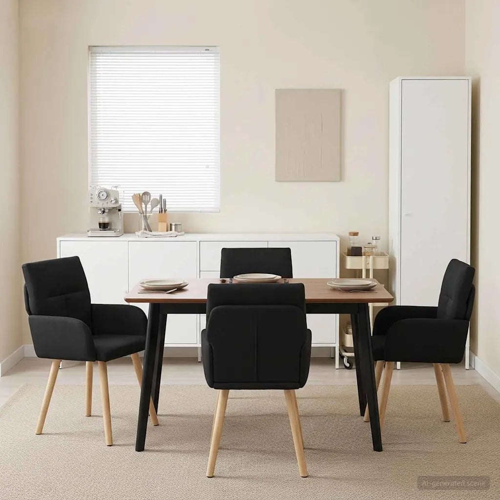 Sedie da pranzo 4 pcs Tessuto Nero 60 x 56 x 96 cm 3428359