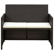 Divano da Giardino a 2 Posti con Cuscini-Sofa da Giardino-Divano da esterno Marrone in Polyrattan
