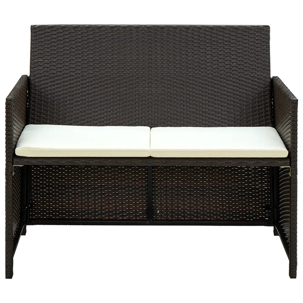 Divano da Giardino a 2 Posti con Cuscini-Sofa da Giardino-Divano da esterno Marrone in Polyrattan