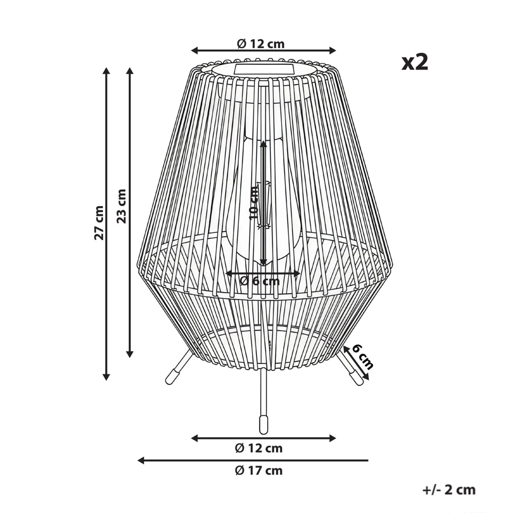 Set di 2 lanterne LED Grigio Materiale sintetico A basso consumo energetico Ferro Pannello solare Per interni ed esterni Stile industriale