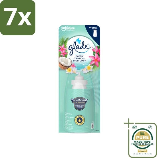 Set di 7 pezzi - Navicella con rilascio di fragranza Exotica Tropicali - 18 ml - Confezione economica - Profumo tropicale - Sensore di movimento - Cocco e fiori - Deodorante per l'aria - Profumo esotico