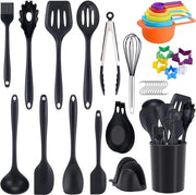 Set di accessori da cucina in silicone da 36 pezzi con contenitore e spatole resistenti al calore - set da cucina in acciaio inox per accessori da cucina antiaderenti - compatibile con lavastoviglie