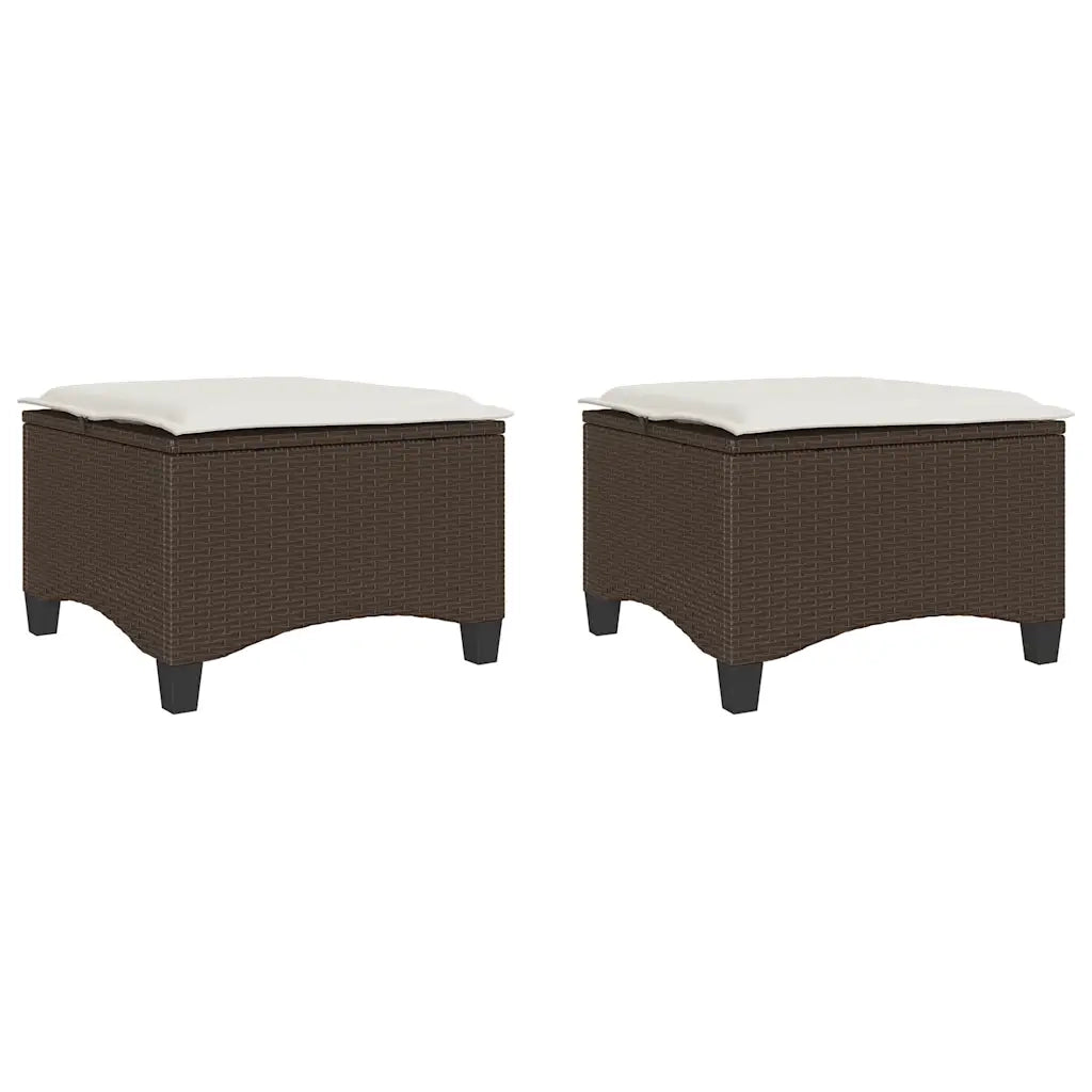 vidaXL Sgabelli Giardino con Cuscini 2pz Marrone 55x55x36cm Polyrattan