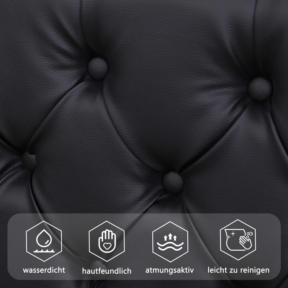Letto Imbottito Contenitore 180x200 con Rete a Doghe e LED ¨C MINIMAL ¨C Nero PU