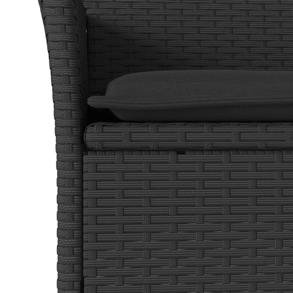 Sedie da Giardino con Cuscini 2 pz Nere in Polyrattan 368109