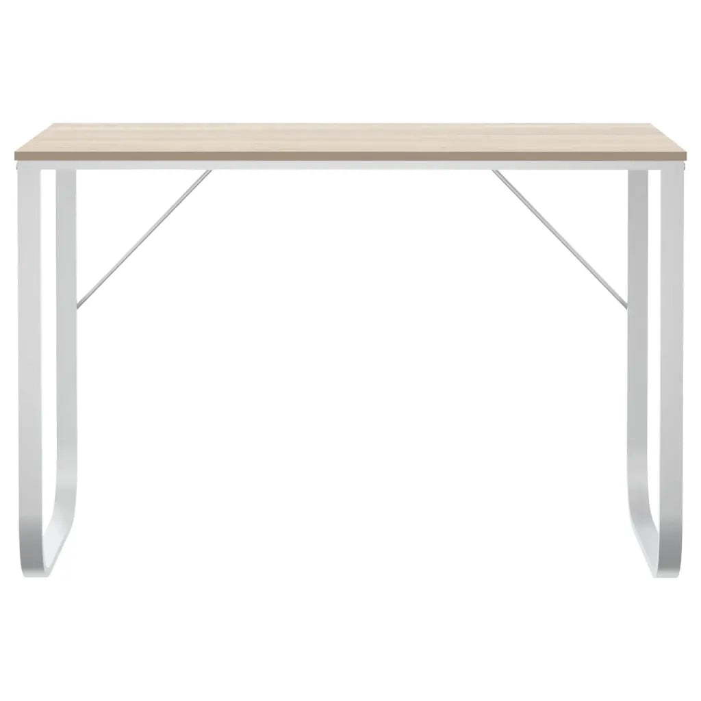 Scrivania Computer Bianca e Rovere 110x60x73 Legno Multistrato