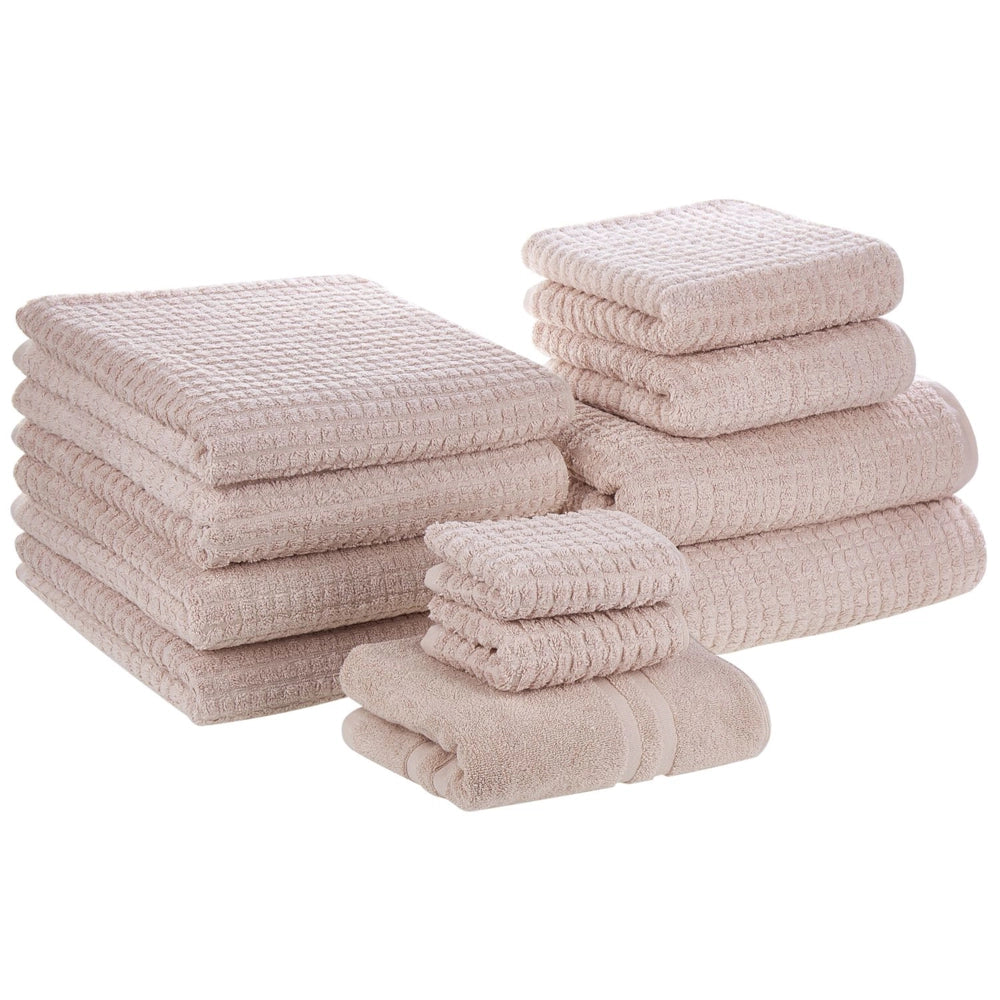 Set di 11 asciugamani telo da bagno e tappetino da bagno per ospiti in cotone rosa a bassa torsione