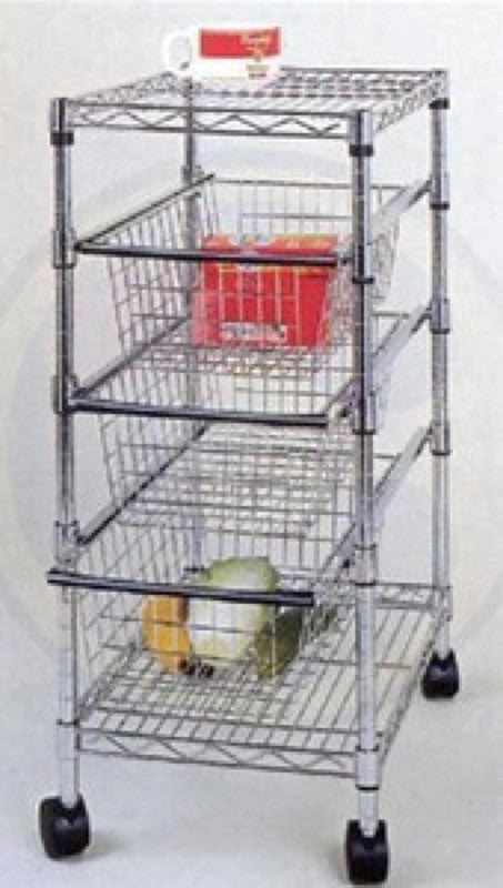 SCAFFALE AMERICA IN ACCIAIO CROMATO 3C+2P CM.31X61X83