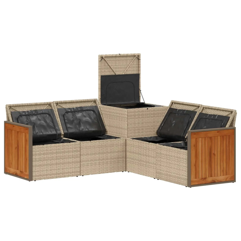 Set di divani 5 pz Beige e Bianco Crema 3447968