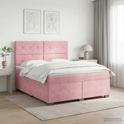 Letto box spring con materasso Rosa 160 x 200 cm Velluto 3453679