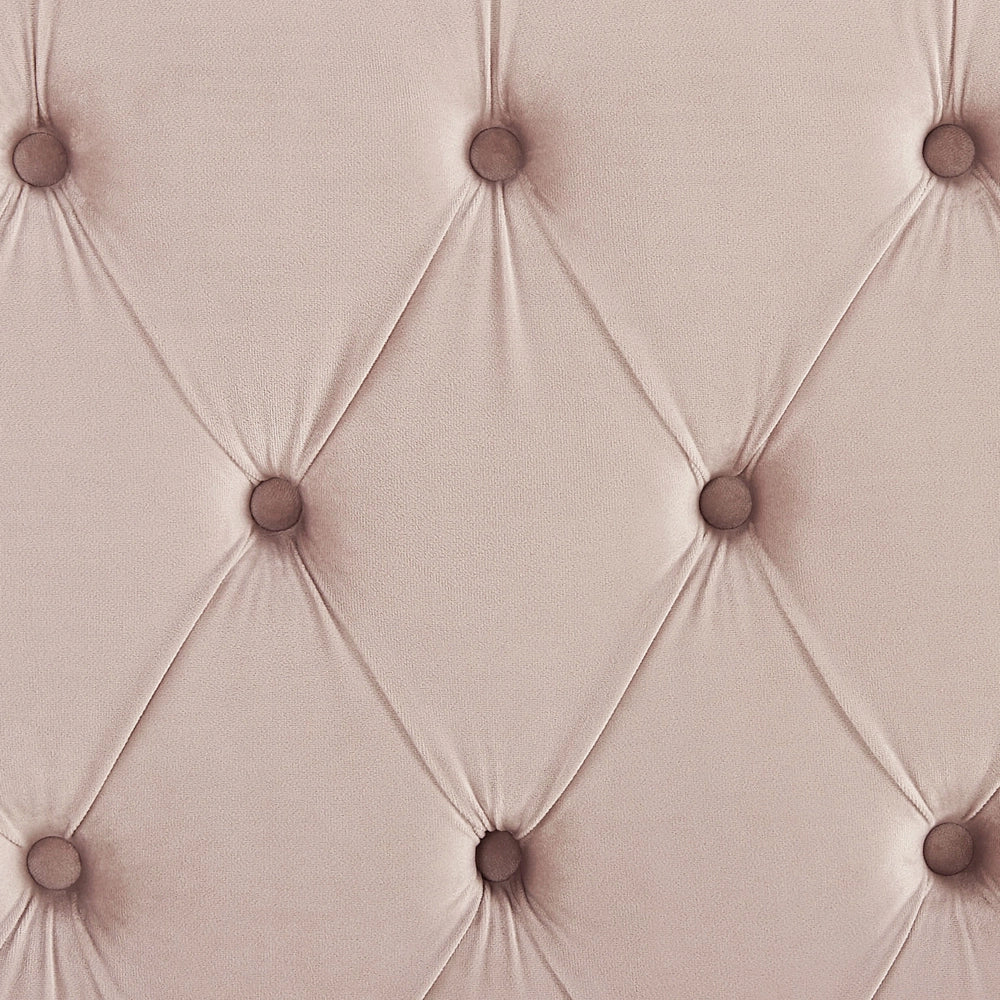 Letto a doghe velluto rosa imbottito trapuntato poggiatesta 160 x 200 cm stile glamour elegante