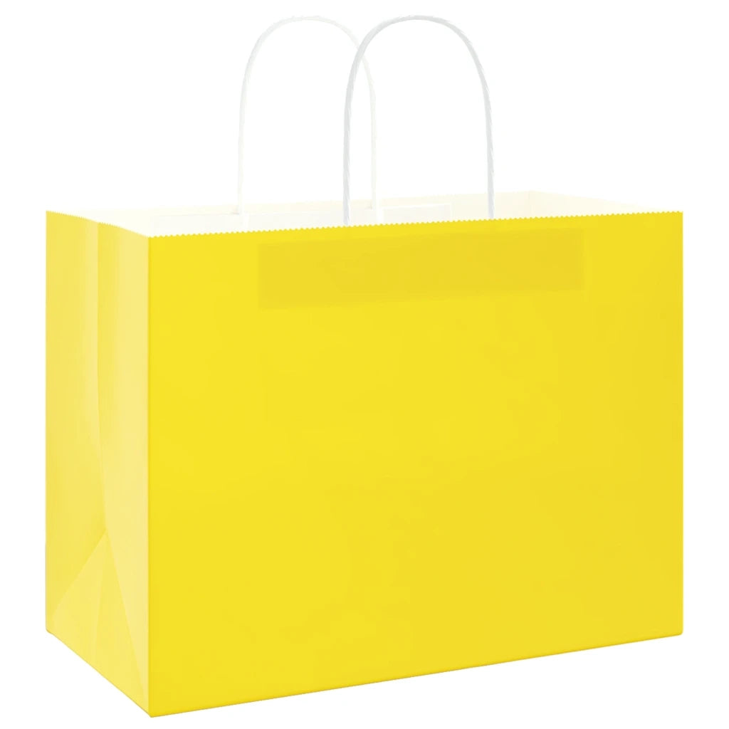 Sacchetti di Carta 250 pz con Manici Gialli 32x17x25 cm 4101789