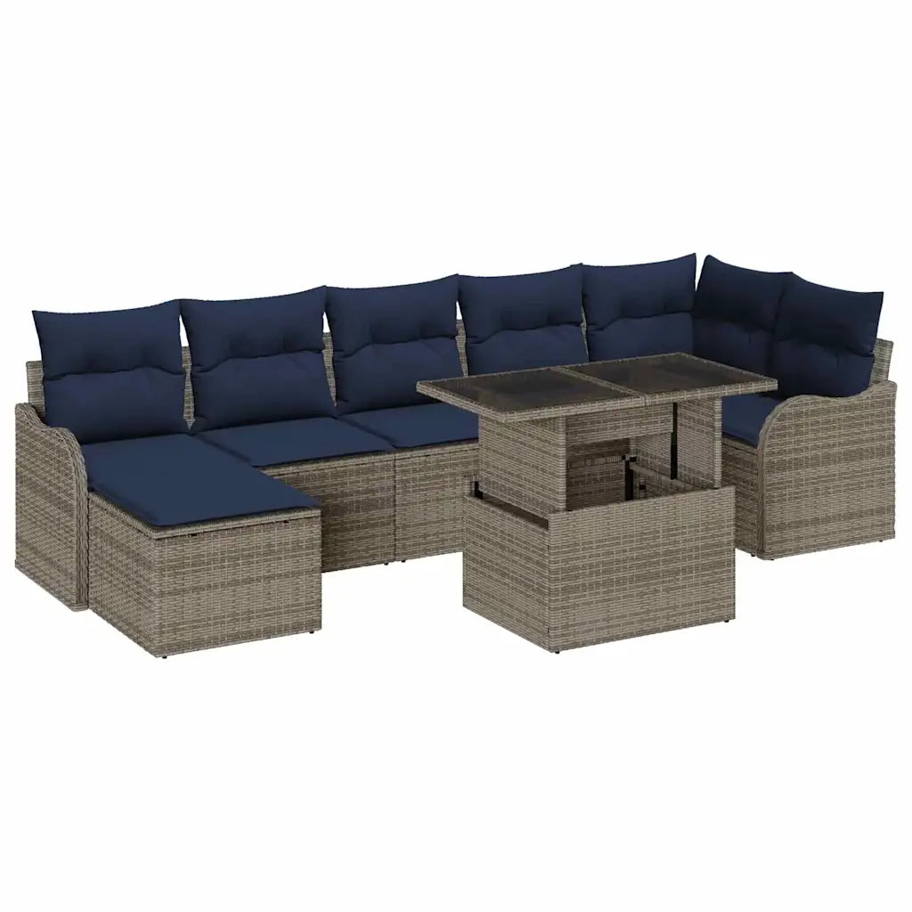 Set Divano da Giardino 8 pz Grigio Poly Rattan 3348511
