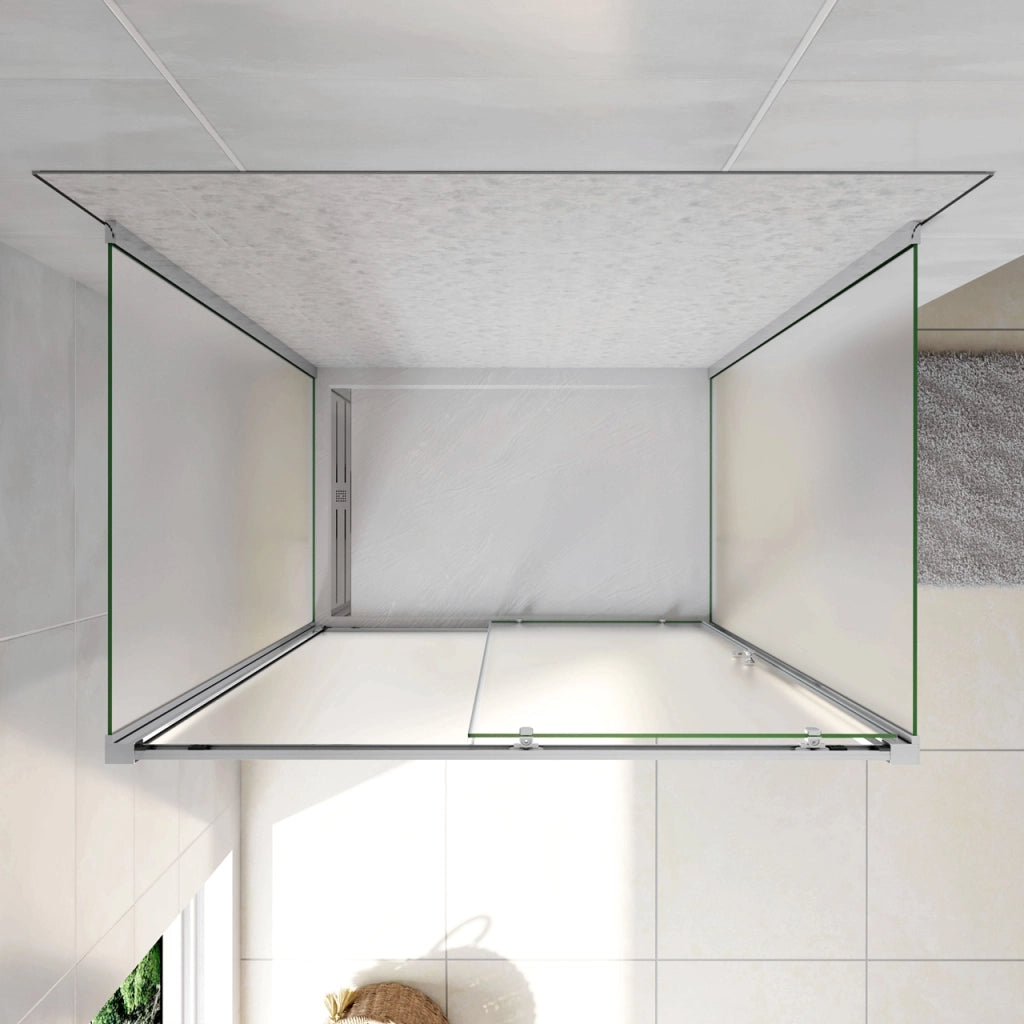 H.185 cm Box Doccia a Tre Lati Porta Scorrevole con 2 Parete Fissa Vetro Temperato 5 mm Satinato Opaco 120x80x80 cm