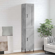 Credenza-Buffet-Armadio da cucina Grigio Cemento 34,5x34x180 cm in Legno Multistrato 442085