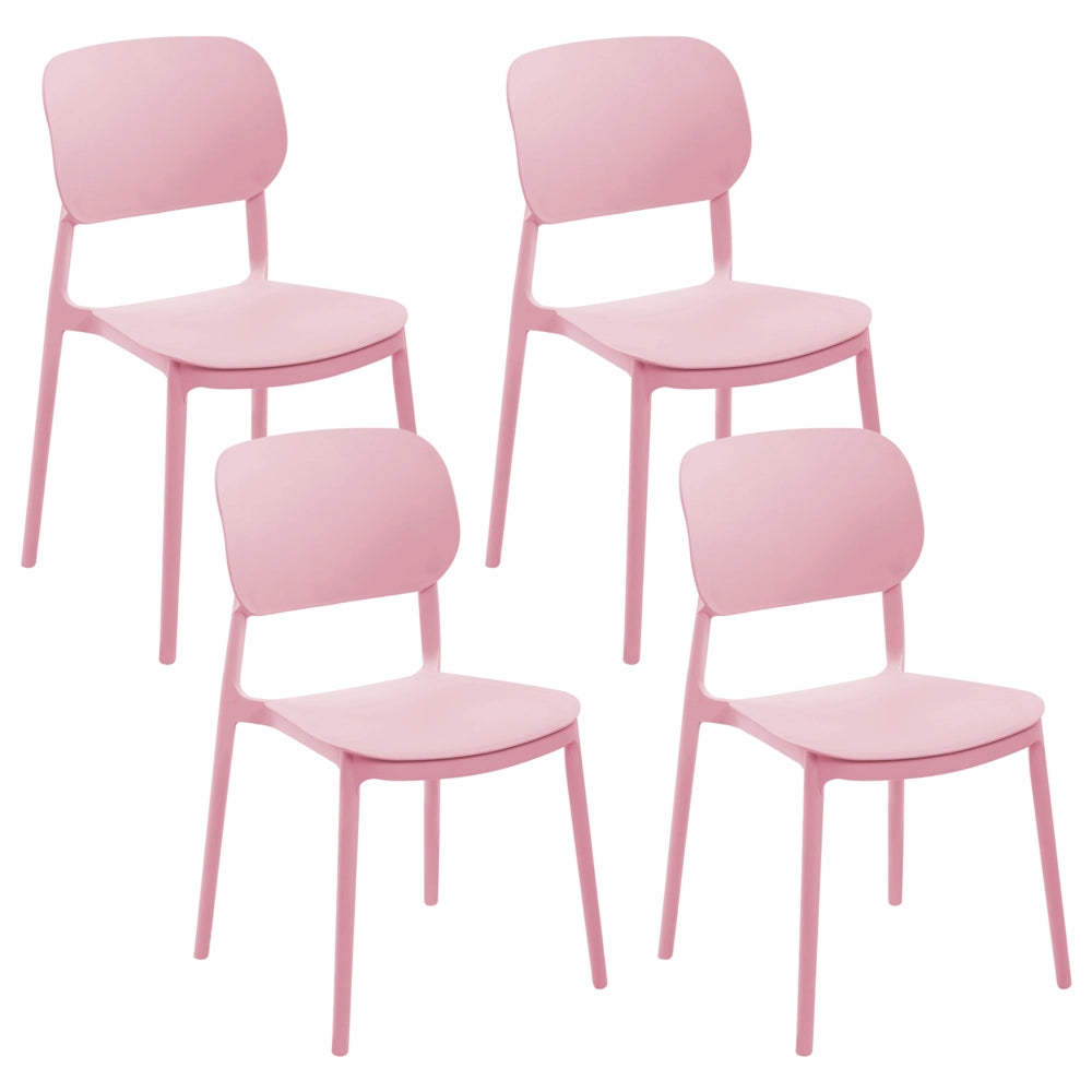 Set di 4 sedie da giardino in plastica sintetica impilabili per esterni rosa sedie impilabili e leggere