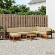 Set di divani da esterno 9 pz Naturale e Beige Poliestere 3385474