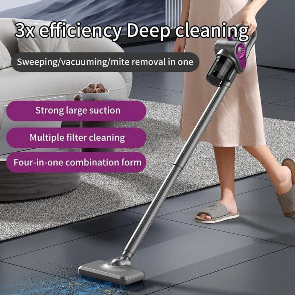 Trade Shop - Aspirapolvere Scopa Elettrica 4in1 Senza Fili Pulizia Casa Pavimenti Tappeti Acari 15000pa -
