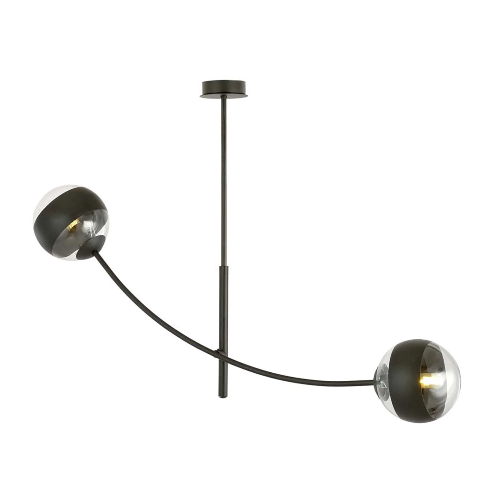 Plafoniera Contemporaneo Oceano Acciaio Nero 2 Luci E14 Ip20