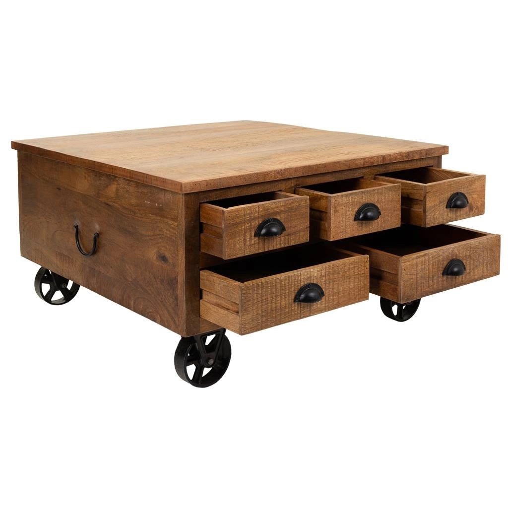 Tavolino da caffè in legno marrone 90x90x47