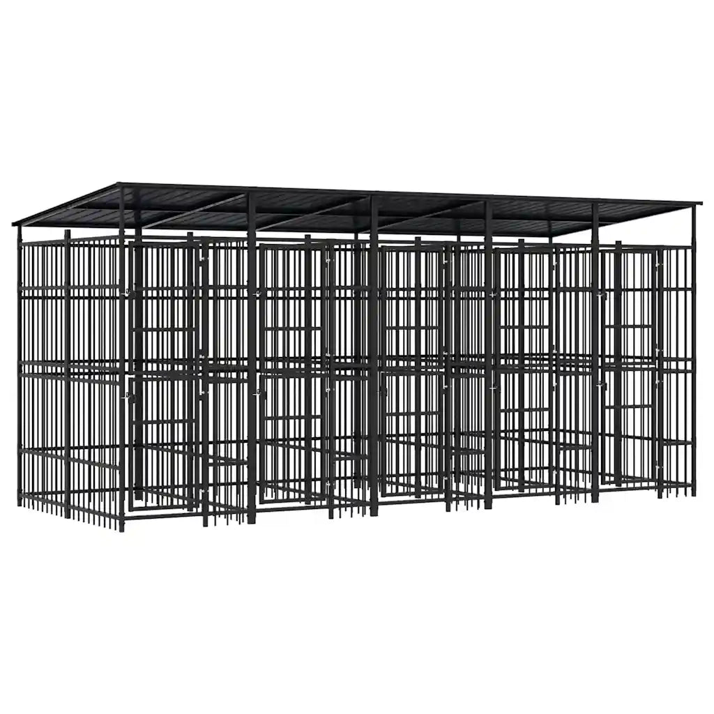 Gabbia per Cani da Esterno con Tetto in Acciaio 9,22 m² 3097950
