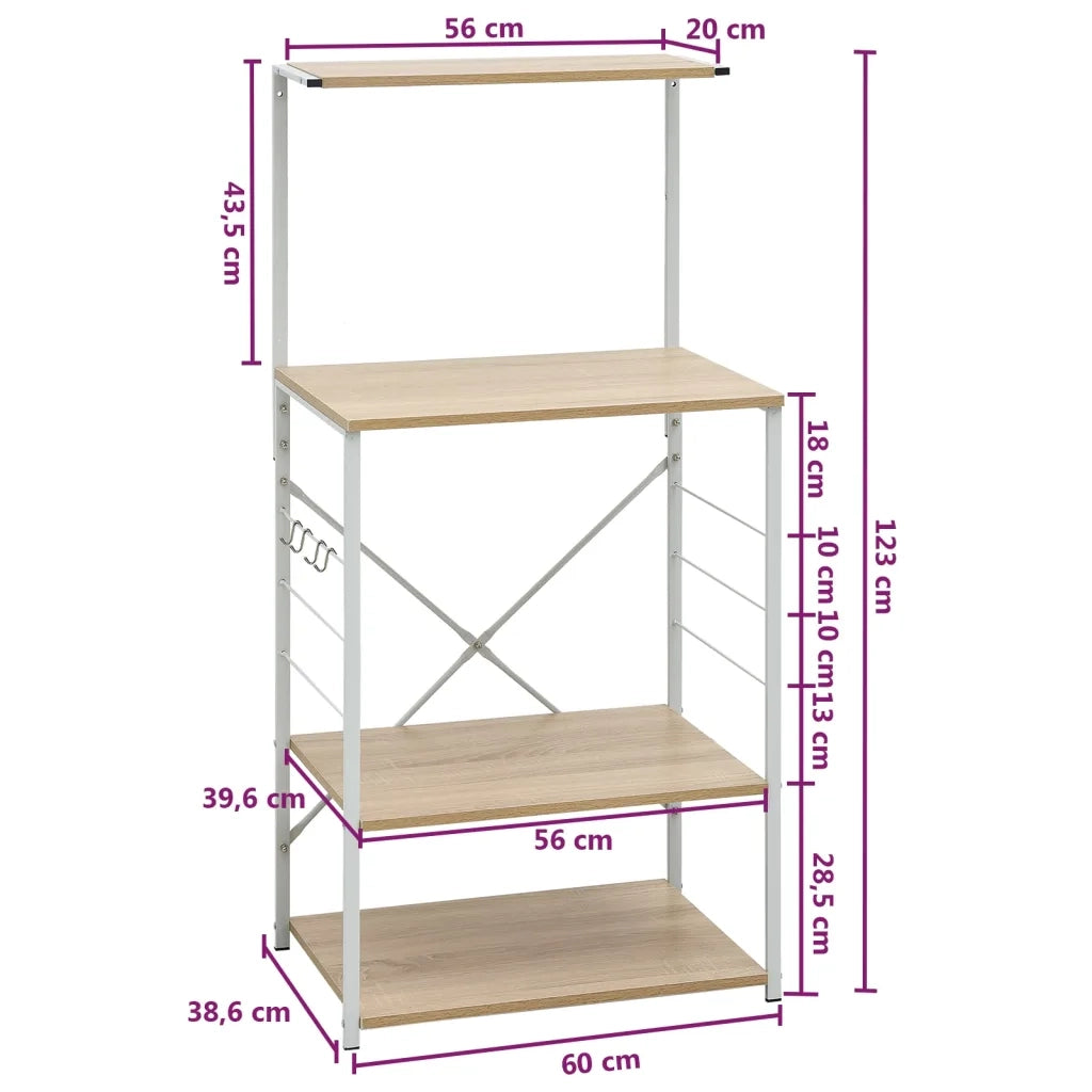 Mobile Microonde Bianco Rovere 60x39,6x123cm Legno Multistrato 288241