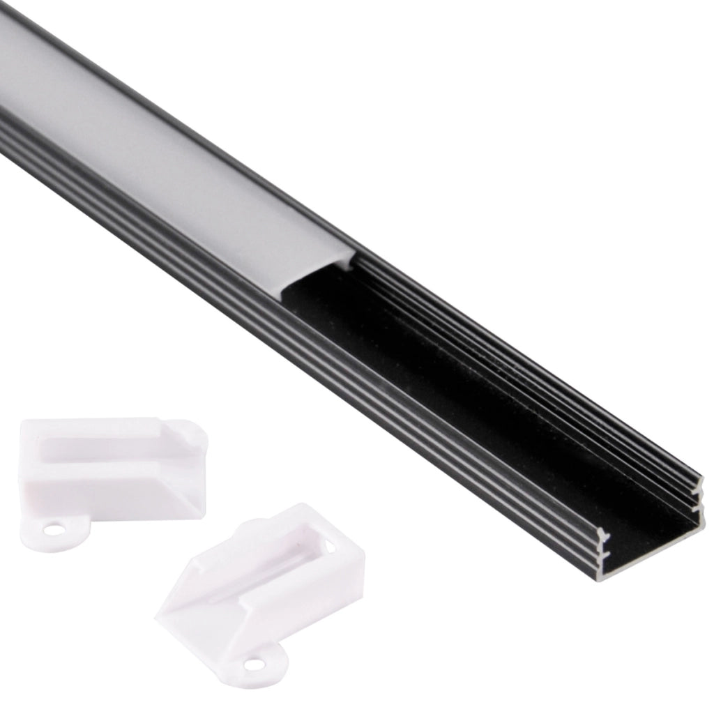 Profilo LED superficie alluminio 1m nero Polux 316080