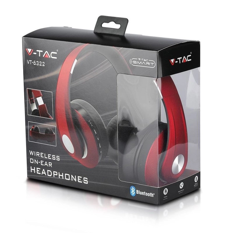 Cuffia bluetooth wireless con testa regolabile 500 mAh rossa con borsa