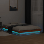 Giroletto LED-Struttura Letto con LED Marrone Cera 120x190 cm in Legno Massello di Pino