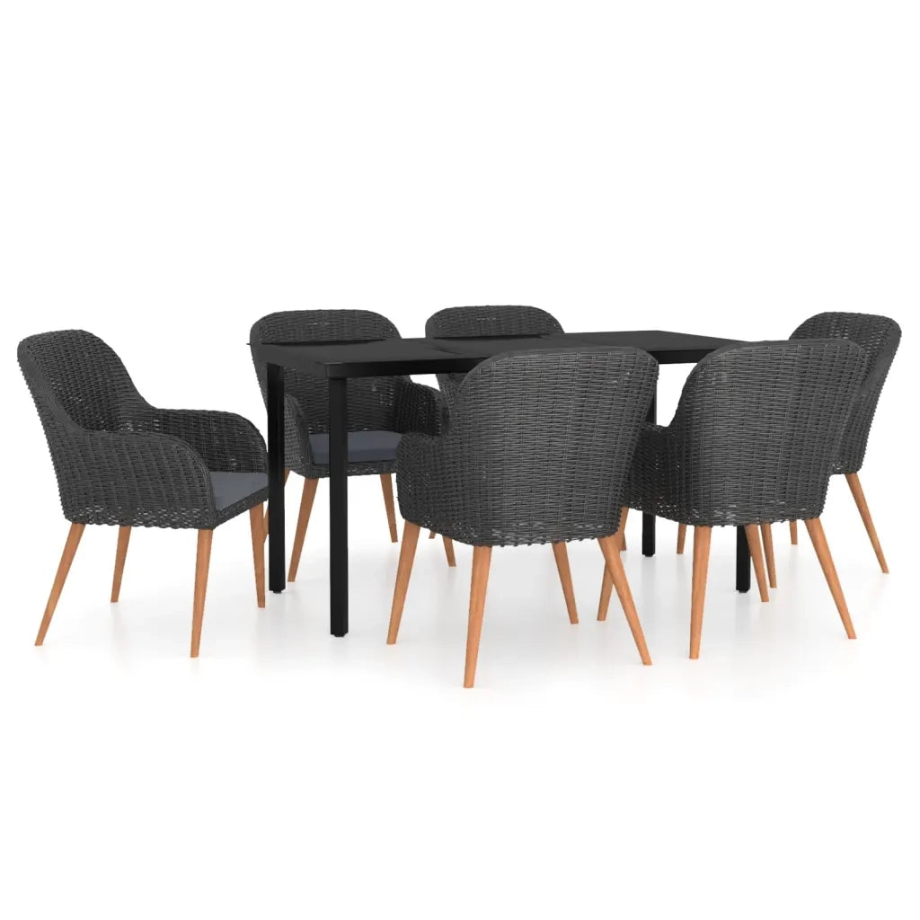 Set Mobili da Pranzo per Giardino 7 pz con Cuscini Nero cod mxl 49265