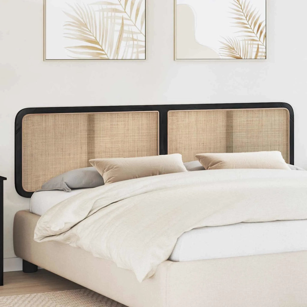 Testiera con testiera Nero 200 x 55 x 3 cm Rattan