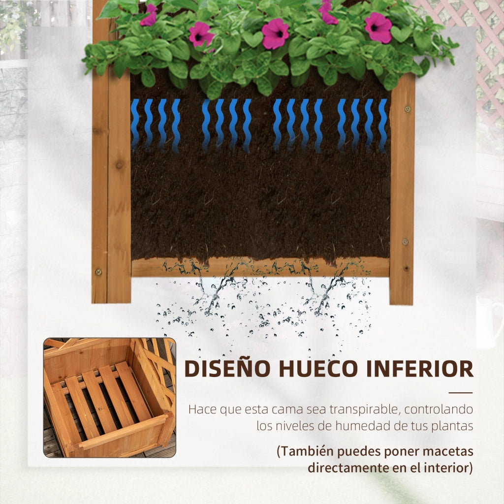 Fioriera con Grigliato in Legno per Piante Rampicanti ¨C Xylo ¨C 40x40x145 cm Naturale