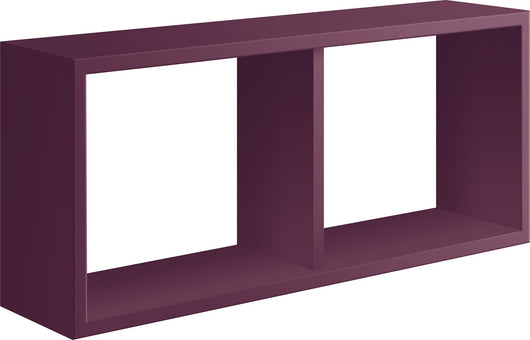 Mensola Rettangolare 2 Scomparti da Parete 70x30x15,5 cm in Fibra di Legno Morgana Viola Melanzana