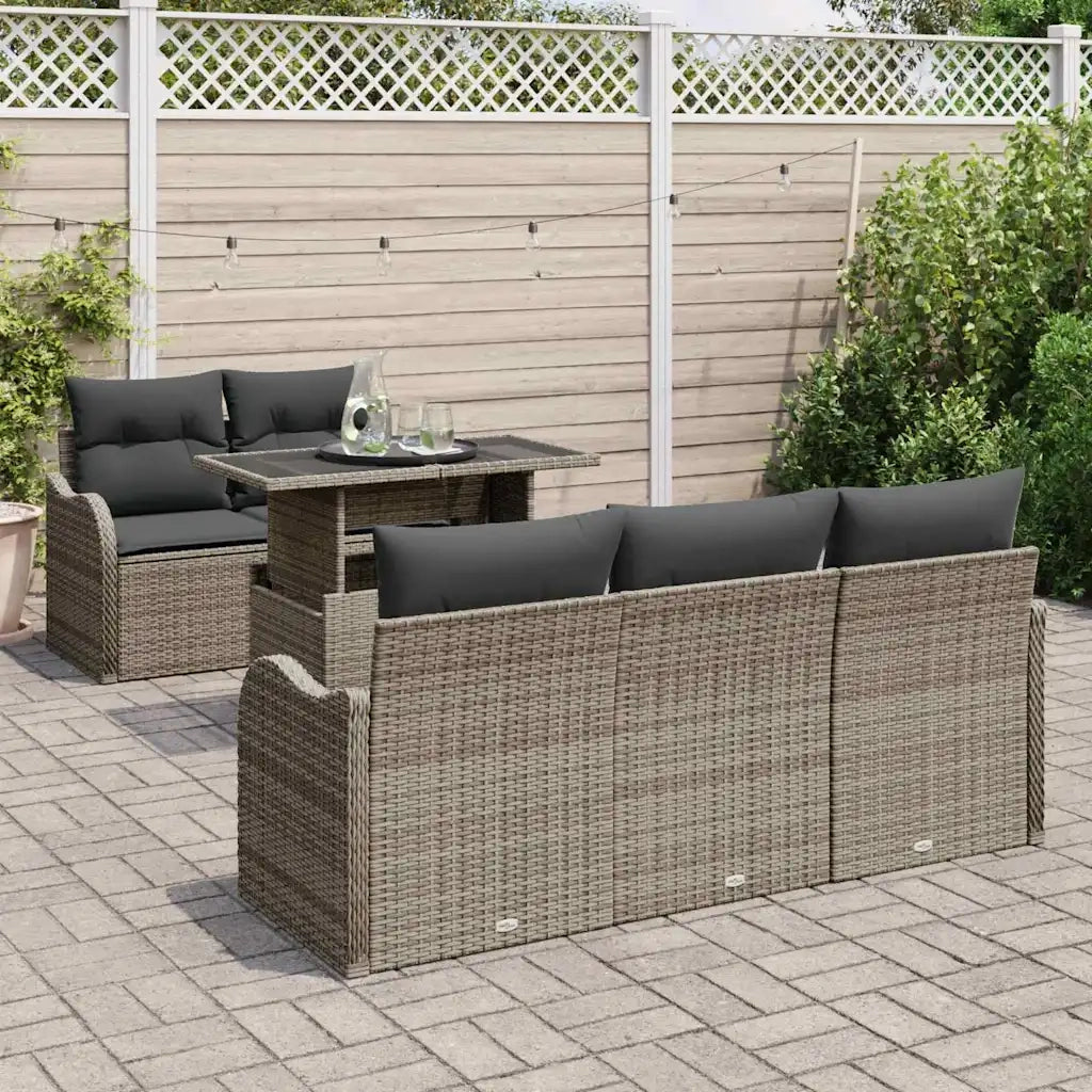 Set Divano da Giardino con cuscino 6 pcs Grigio polyrattan 3348375