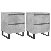 Set di 2 Comodini | Armadio da Notte | Mobiletto da notte Grigio Cemento 40x35x50 cm in Legno Multistrato