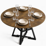 Tavolo per Sala da Pranzo Tondo Industrial con Ripiano Portaoggetti 120x120x76cm