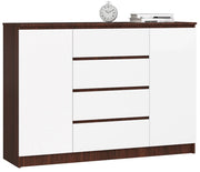 Cassettiera AKORD K140 Wengé 138 cm 2 ante 4 cassetti inserto frontale Bianco 138x40x99 cm