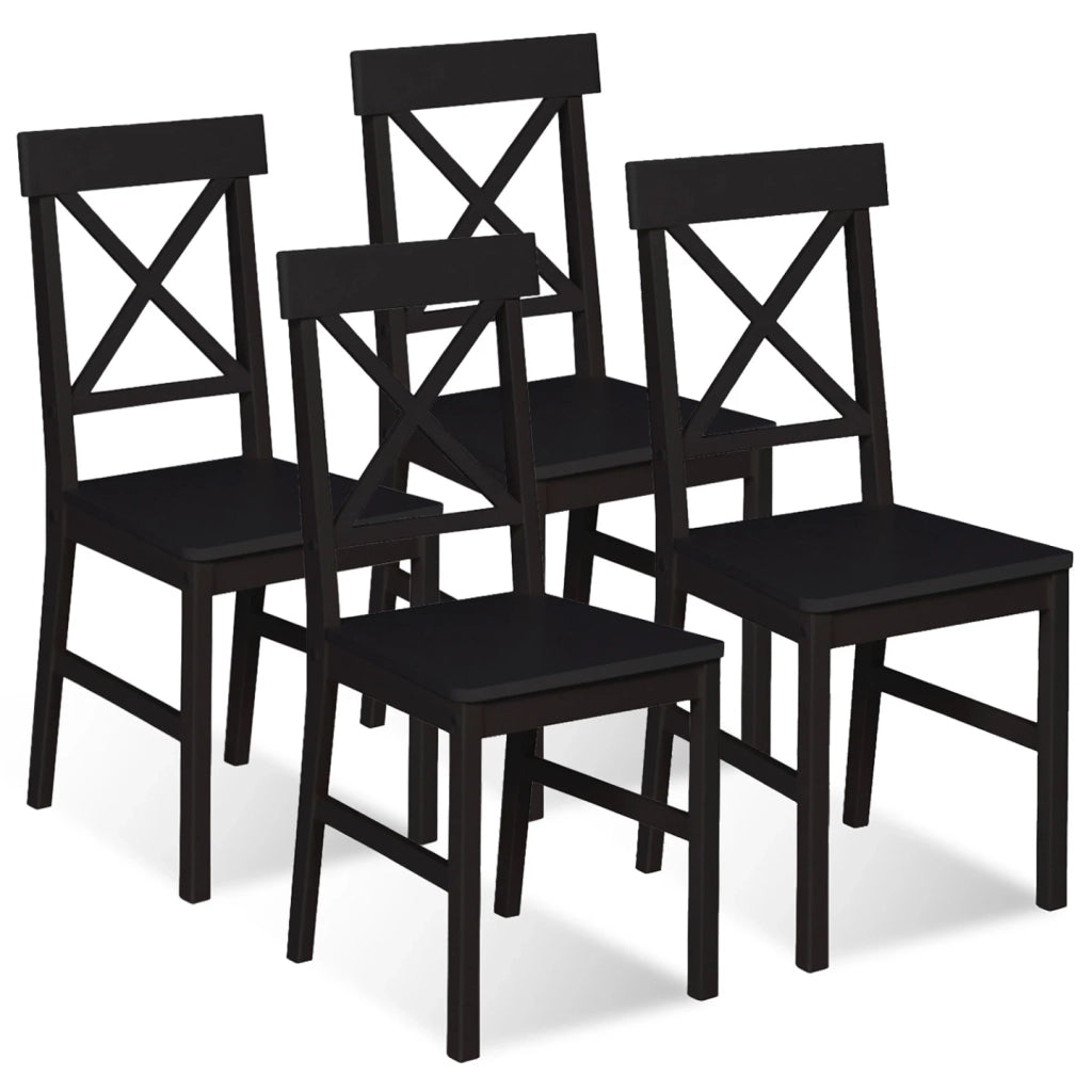IDMarket - Set di 4 sedie da cucina SUZANNE a sponde incrociate, legno nero