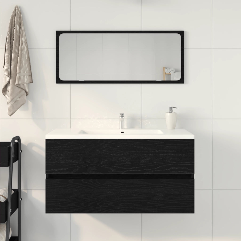 Mobile Lavabo Rovere Nero 90x38,5x45 cm in Legno Multistrato