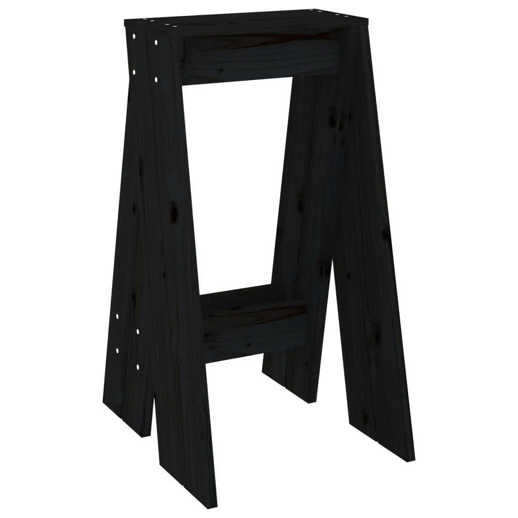 Sgabelli 2 pz Nero 40x40x75 cm in Legno Massello di Pino 823673