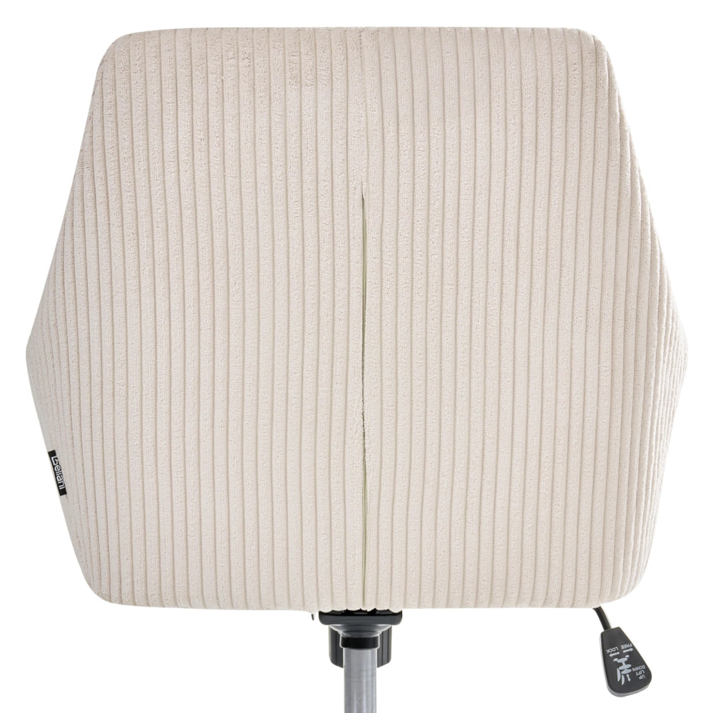Sedia da ufficio beige chiaro con seduta e schienale in velluto a coste girevole regolabile in altezza moderna per ufficio domestico