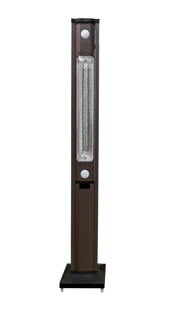 Stufa Elettrica ad infrarossi da Esterno 50x25x200 cm in Fibra di Carbonio con Luce Led Skyline Grigio Tortora