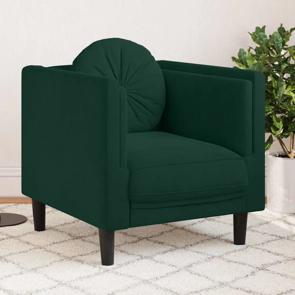 Poltrona con Cuscino Verde Scuro in Velluto 372624
