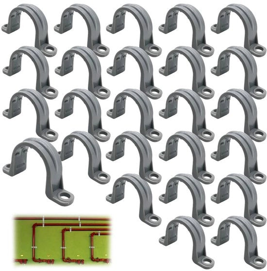 25 pezzi di clip di allaccio a 2 gomiti, clip U, clip a 2 gomiti, per gas, tubi di acqua, tubi (1/2")