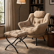 Poltrona relax con poggiapiedi e tasca laterale, colore khaki
