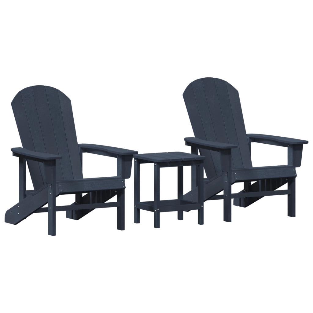 Set da Giardino a 3 Pezzi  Blu Navy HDPE
