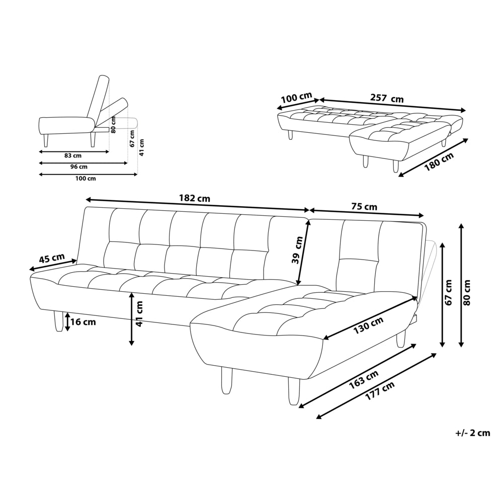 Divano Angolare Rivestimento In Tessuto Grigio Scuro Gambe In Legno Chiaro Chaise Longue versione sinistra 4 Posti